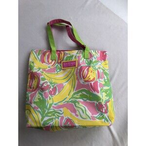 Lilly Pulitzer for Estee Lauder -Tropical Fruit Floral Canvas Beach Tote Bag